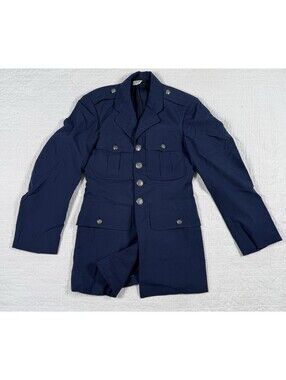 Vintage US Air Force Dress Blue Service Coat Jacket 33S Military Uniform USAF